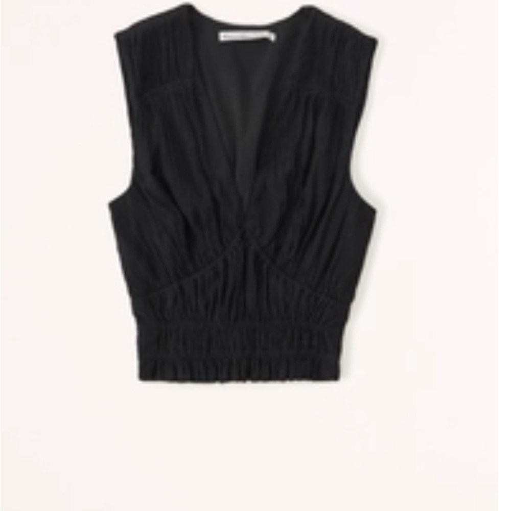 Abercrombie Crinkle Textured Plunge Set Top